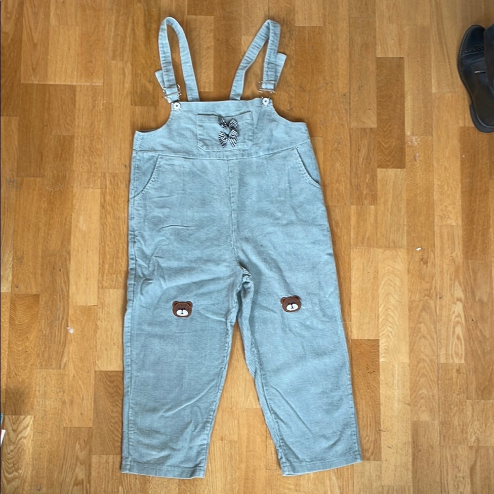 Cute Corduroy Overalls with Bear Patches, small